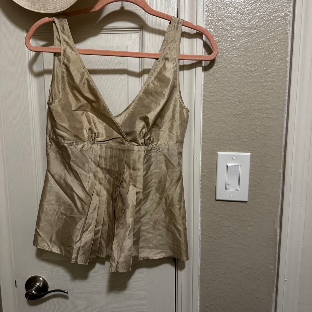 Vintage Gold V-Neck Blouse